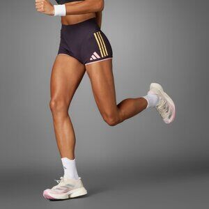 Women's Adidas Adizero Promo Running Booty Shorts Purple Yellow Size Large